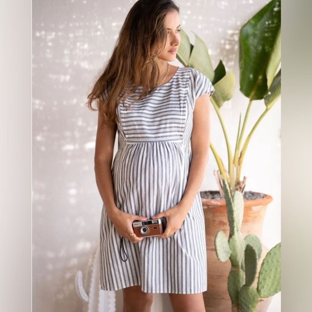 Seraphine Maternity Cotton Stripe Maternity & Nursing Dress